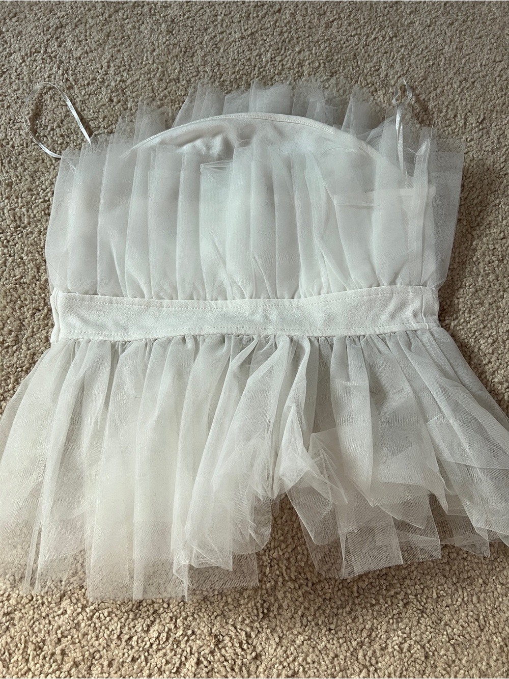 White Tulle Ruffled Strapless Top - Picture 3 of 5